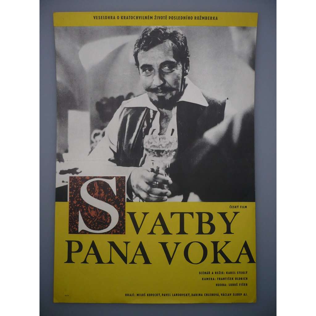 Svatby pana Voka (filmový plakát, film ČSSR 1970, režie Karel Steklý, Hrají: Miloš Kopecký, Pavel Landovský, Vladimír Brabec)