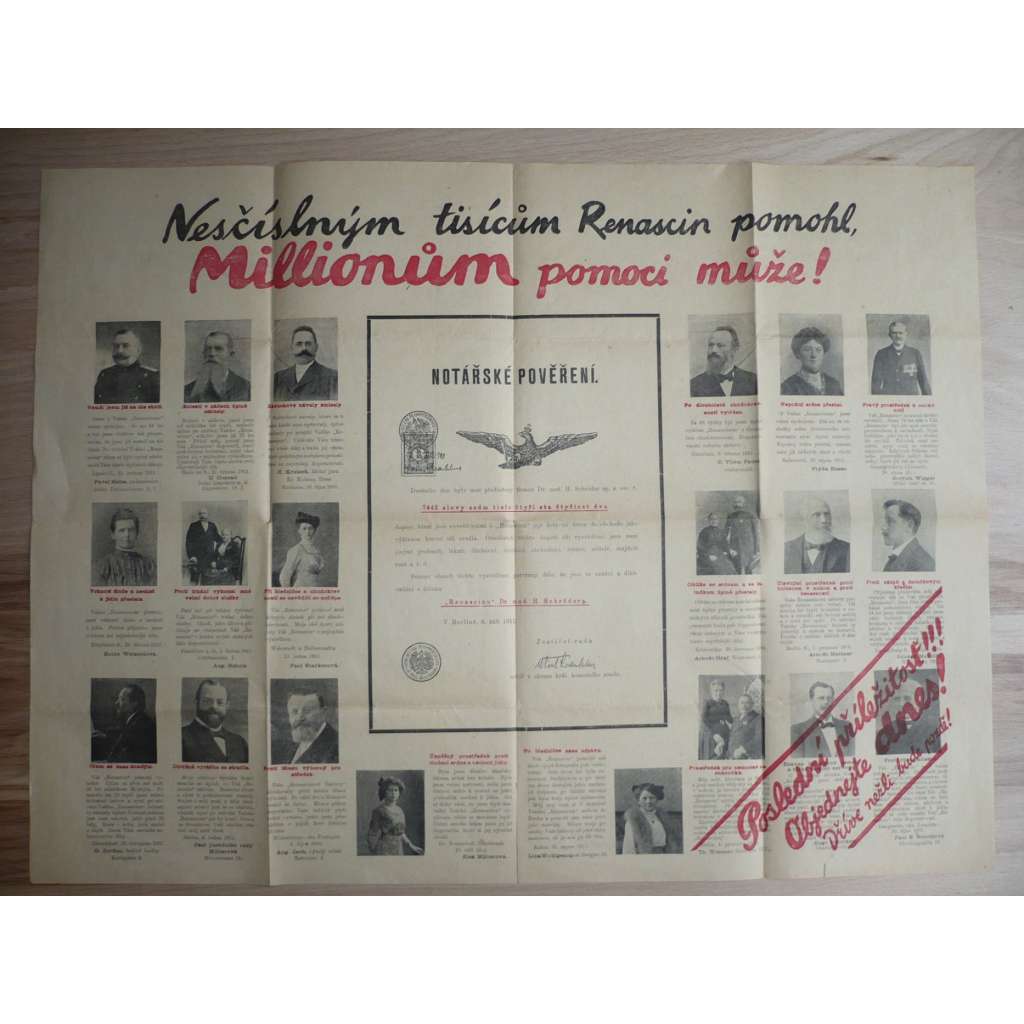 Plakát reklamní - Lék Renascin - Dr. Schroder, Berlín, Německo - Rok 1911