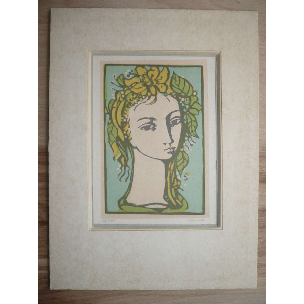 Ludmila Jiřincová (1912 - 1994) - Dívka, portrét - Originální litografie, signována grafika