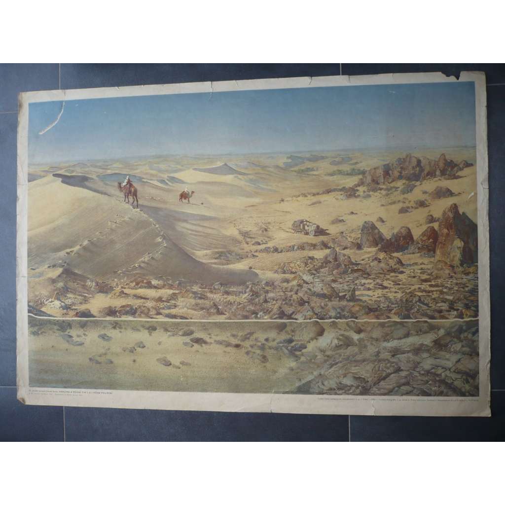 Krajina a půdní typ - Zdeněk Burian - Půda pouštní - přírodopis - školní plakát, výukový obraz