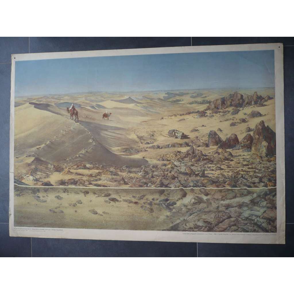 Krajina a půdní typ - Zdeněk Burian - Půda pouštní - přírodopis - školní plakát, výukový obraz