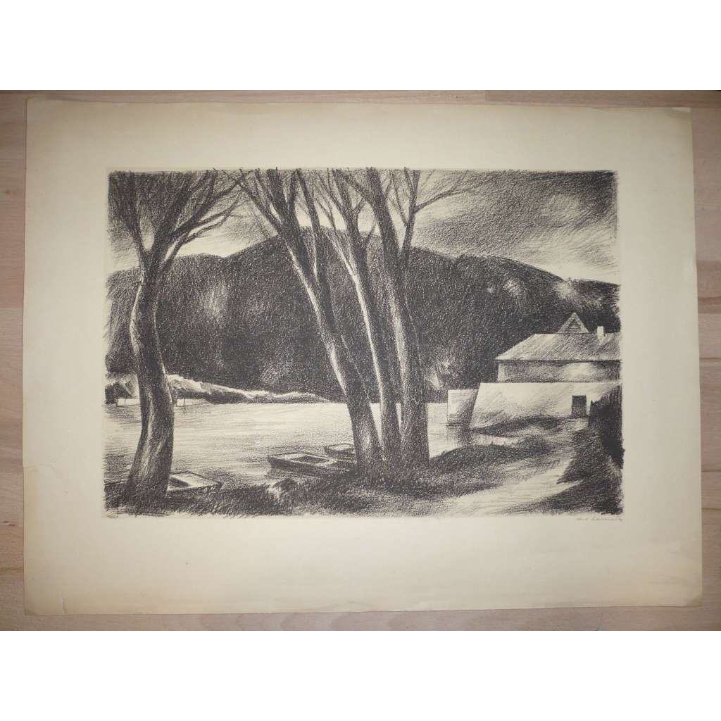 Antonín Homola (1909 - 1964) - Řeka - litografie, grafika, signováno