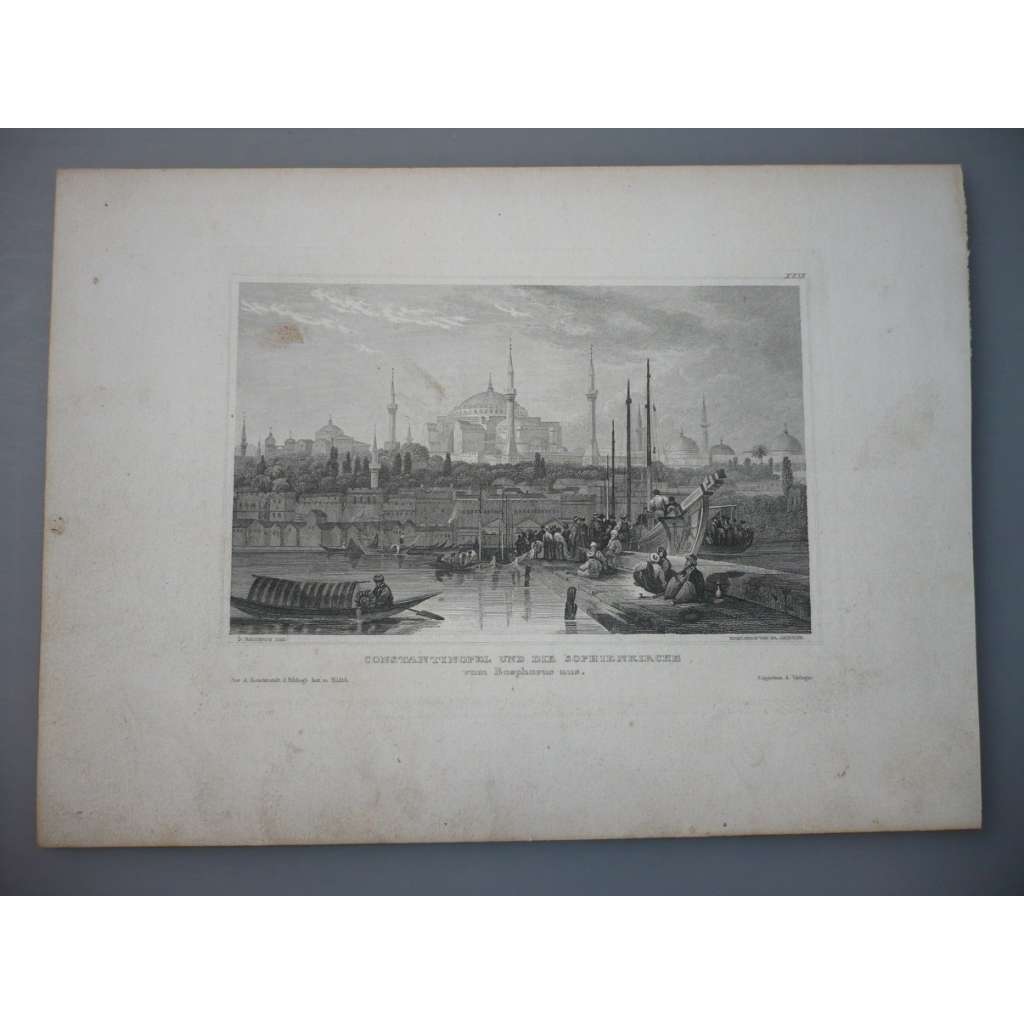 Konstantinopol, Istanbul, Turecko - oceloryt cca 1850, grafika, nesignováno