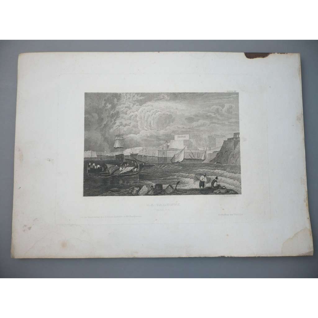 Malta, La Valetta - oceloryt cca 1850, grafika, nesignováno