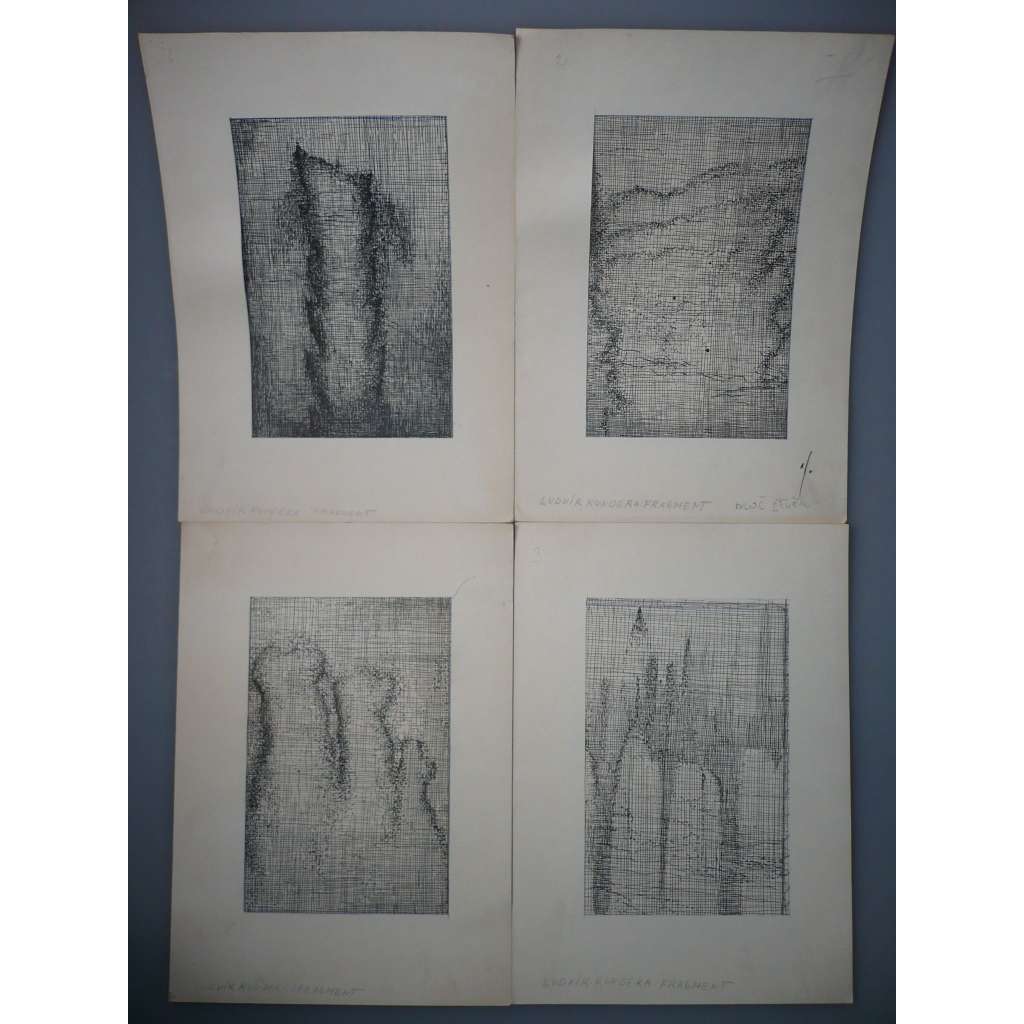 Miloš Ševčík (1939 - 2007) - 4 kresby tuší - ilustrace k Ludvík Kundera: Fragmenty cca 1967, grafika, nesignováno