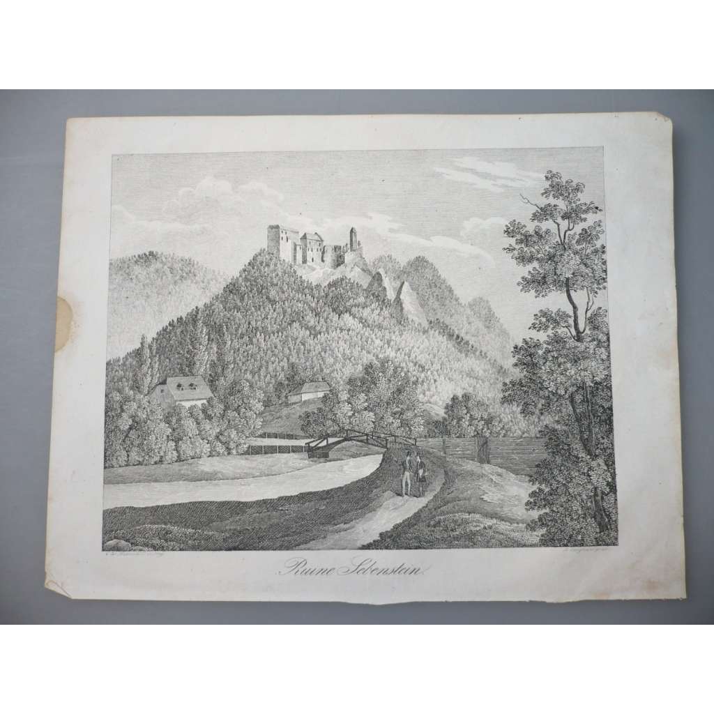 Hrad Seebenstein - Rakousko - rytina cca 1840, grafika, nesignováno