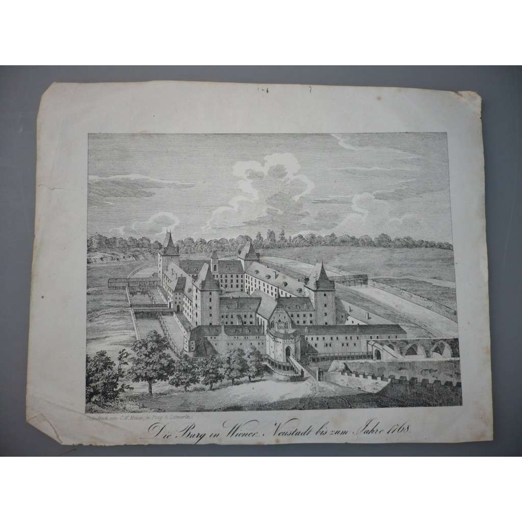 Burg Zu Wiener Neustadt - Zámek v Rakousku  - rytina cca 1840, grafika, nesignováno