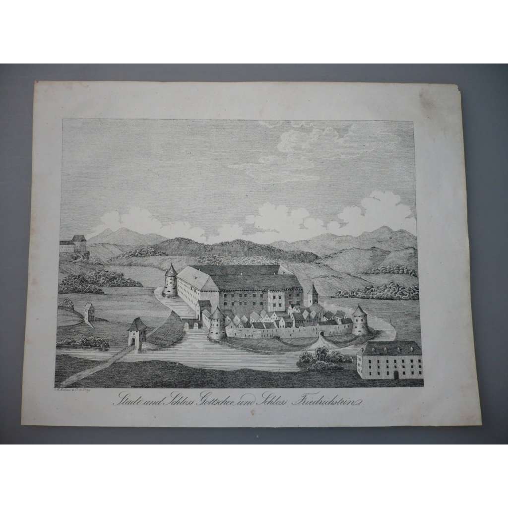 Zámek Friedrichstein - Německo - oceloryt cca 1840, grafika, nesignováno