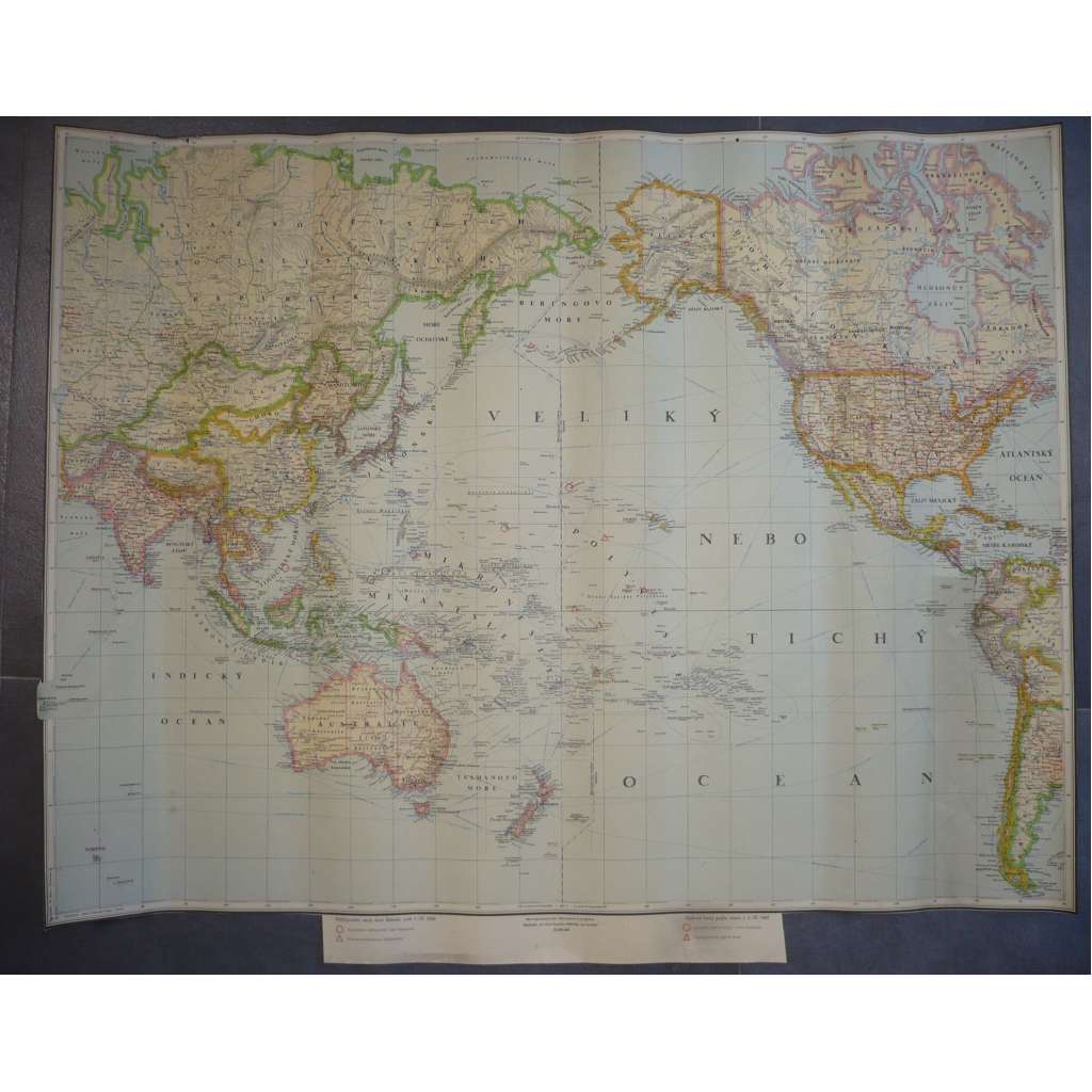 Mapa - Asie, Amerika, Tichý oceán - z roku 1942 - měřítko 1 : 35 000 000