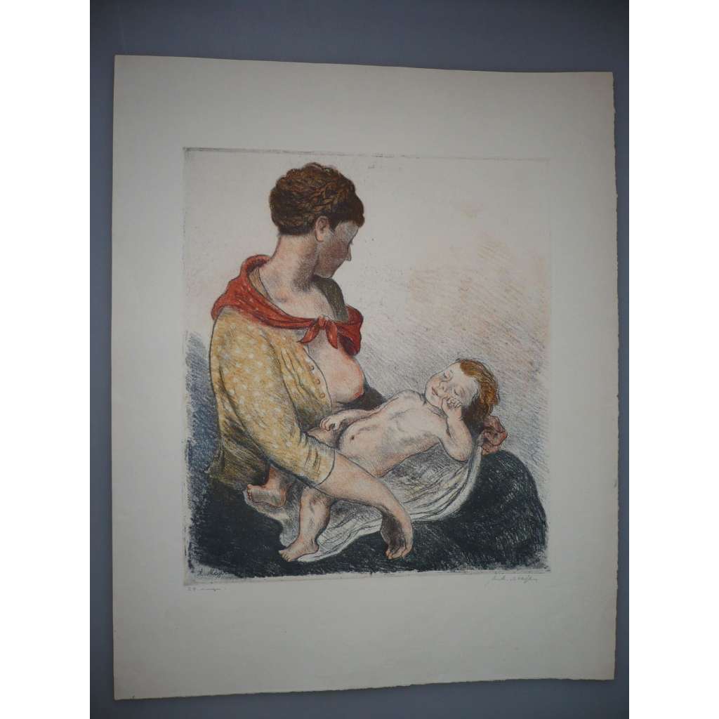 Antonín Majer (1882 - 1963) - Matka - barevná litografie, grafika, signováno