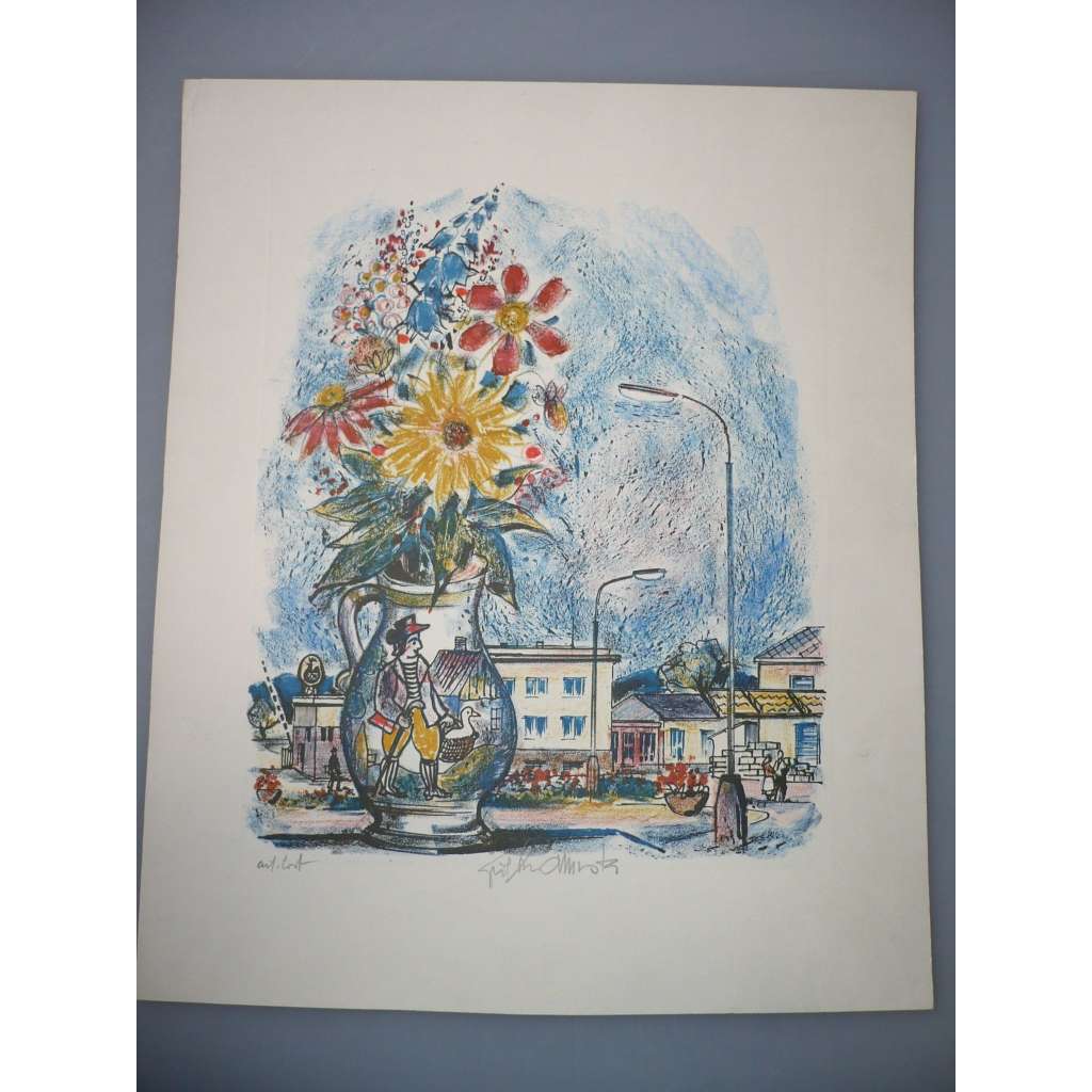 Cyril Chramosta (1908 - 1990) - Malovaný džbán - barevná litografie, grafika, signováno