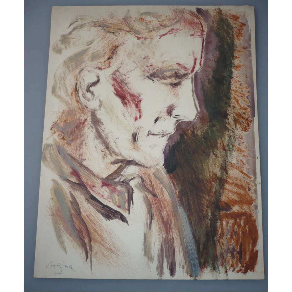 Václav Hejna (1914 - 1985) - Portrét - akvarel, grafika, signováno