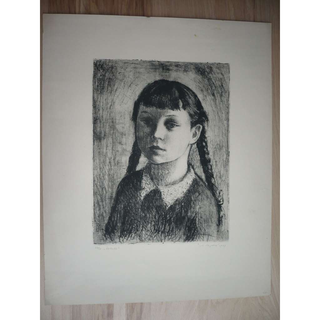 Milada Kazdová (1911 - 2001) - Helenka - litografie 1943, grafika, signováno