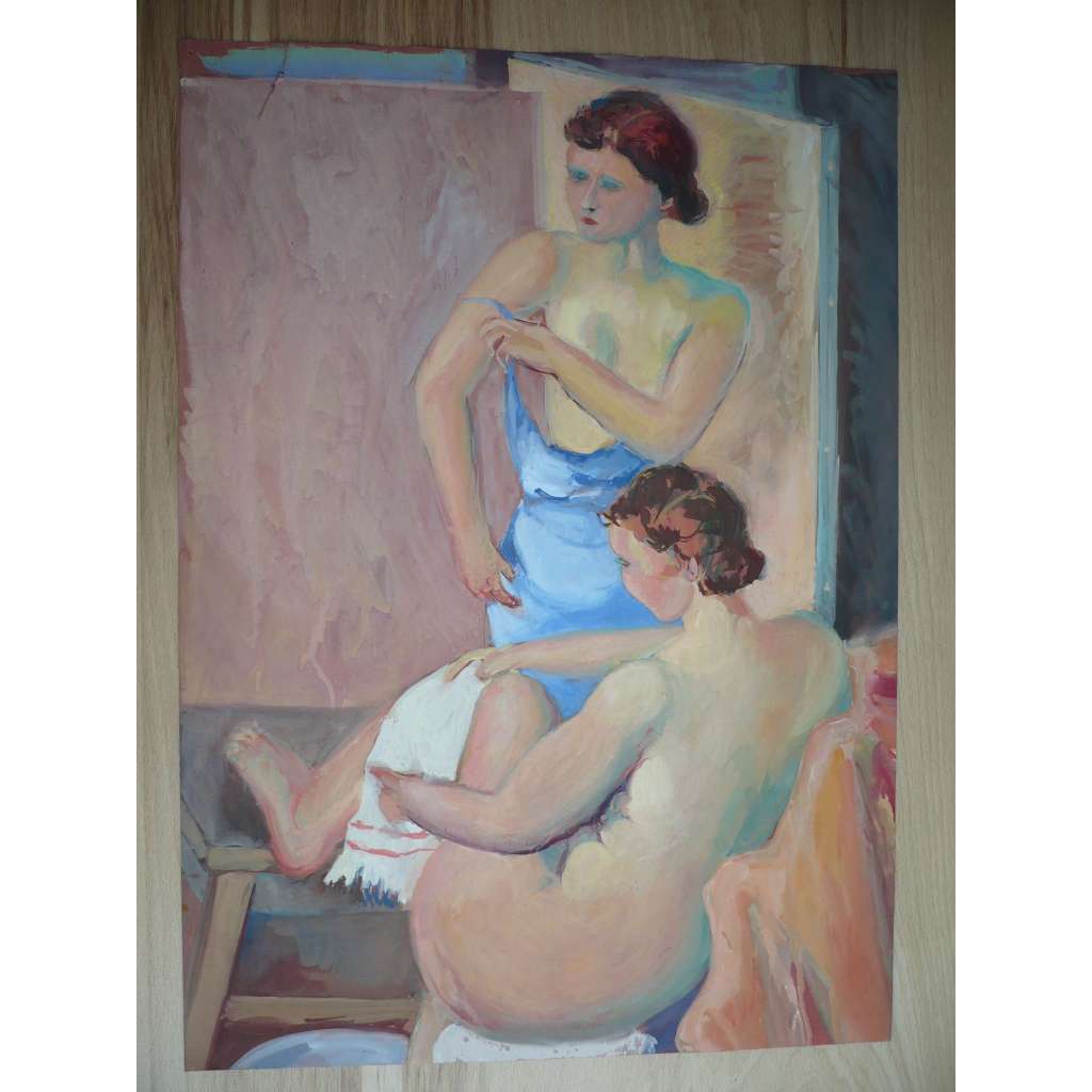 Josef Jarolím (1909 - ?) - V koupeli - akvarel, grafika, nesignováno