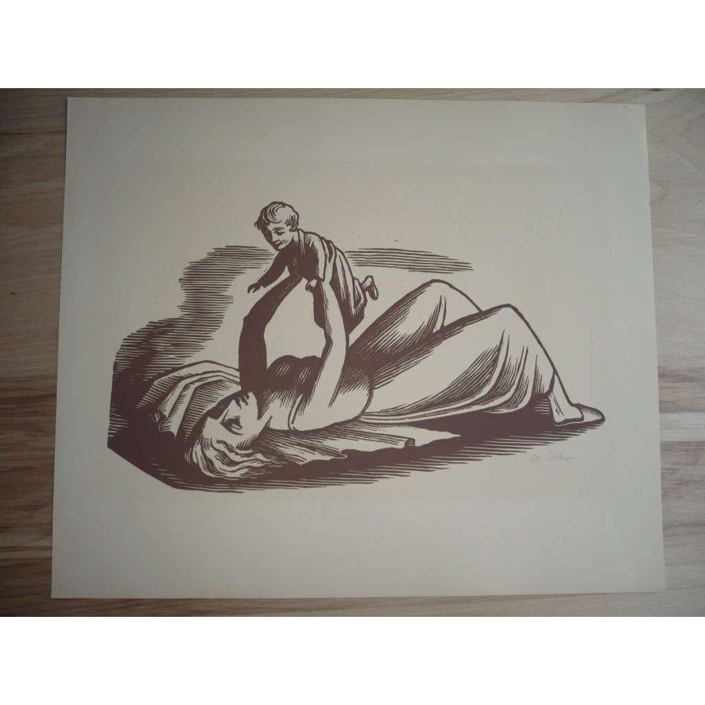 Petr Dillinger (1899 - 1954) - Matka - linoryt, grafika, signováno