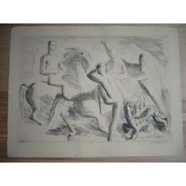 Jan Kotík (1916 - 2002) - Kluci na koních - lept s akvatintou 1933, grafika, signováno