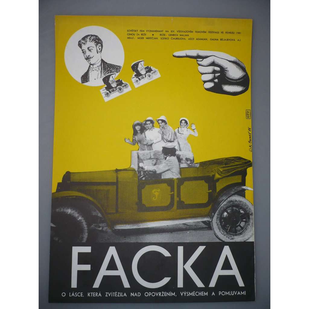 Facka (filmový plakát, autor Karel Zavadil *1946, film SSSR, režie Genrich Maljan, hrají: Mger Mkrtčjan, Sofiko Čiaureliová)