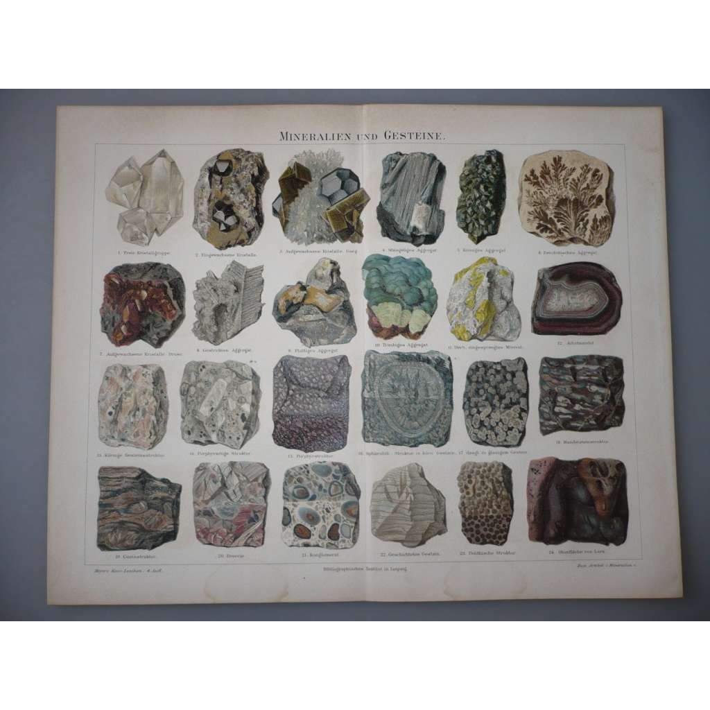 Mineralien und Gesteine - minerály a horniny - litografie, grafika, nesignováno