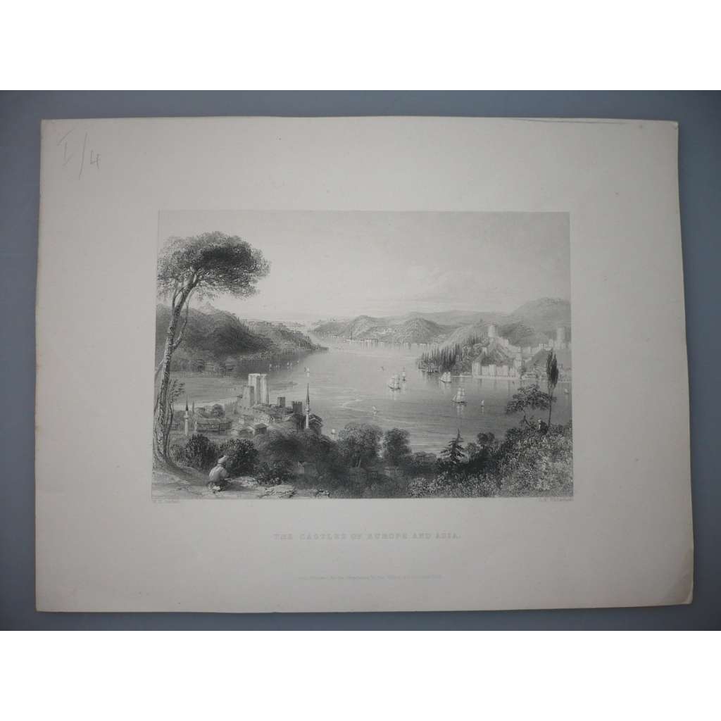 The Castles of Europe and Asia - zámek, moře, přístav - oceloryt cca 1850, grafika, nesignováno