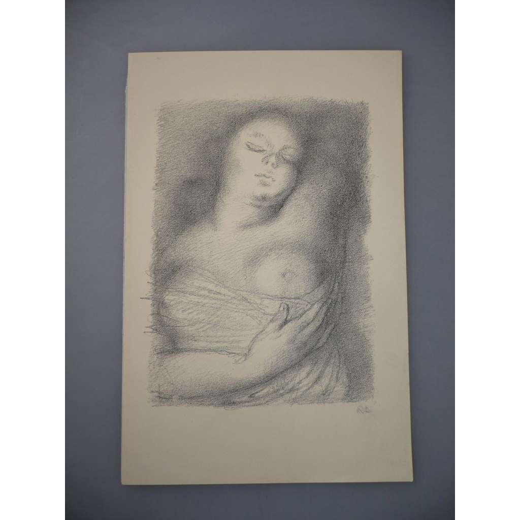 Rudolf Kremlička (1886 - 1932) - Ležící akt - litografie, grafika, signováno