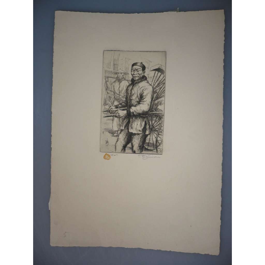 Tavík František Šimon (1877 - 1942) - Rikša z Číny - lept 1930, grafika, signováno