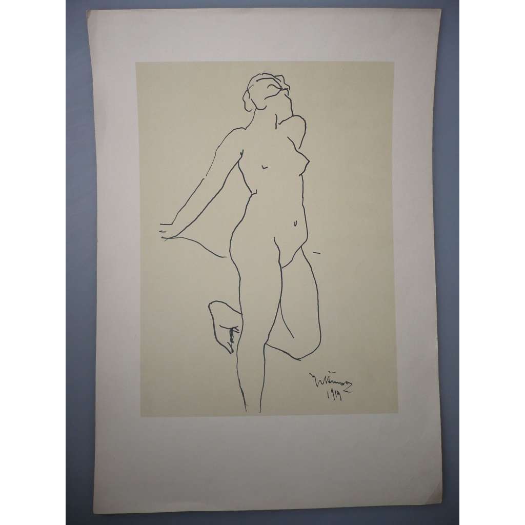 Jan Štursa (1880 - 1925) - Ženský akt - litografie 1919, grafika, nesignováno