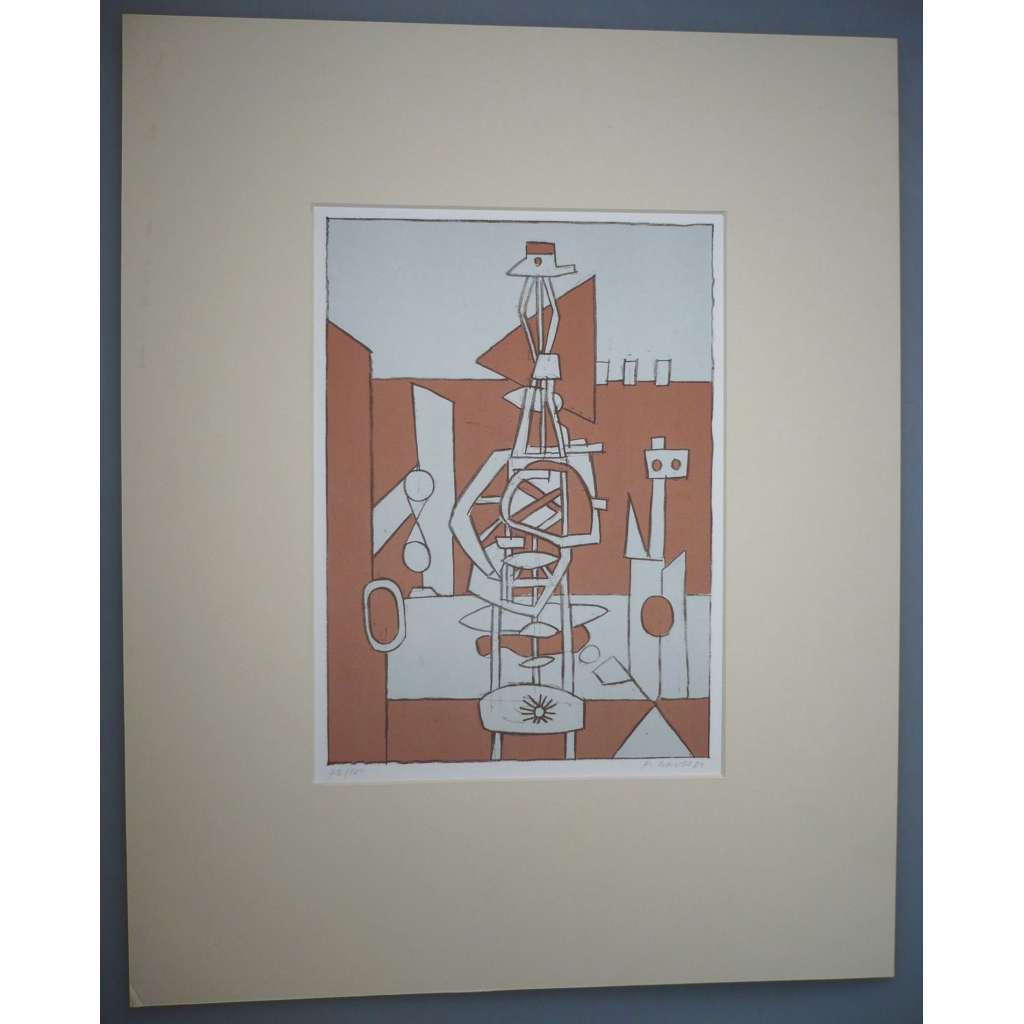František Gross (1909 - 1985) - Stroj ve městě - litografie 1980, grafika, signováno
