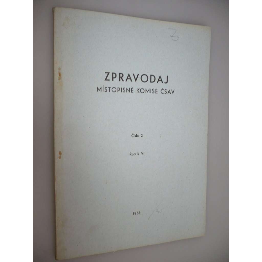 Zpravodaj Místopisné komise ČSAV. Číslo 2. Ročník VI. Rok 1965