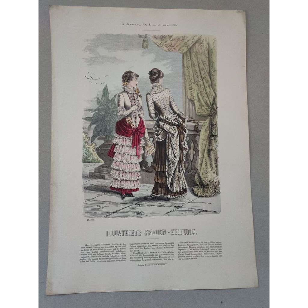 Biedermeier 1882 [móda, oblečení, ženy] - kolorovaná litografie cca 1850, grafika, nesignováno