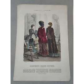 Biedermeier 1882 [móda, oblečení, ženy] - kolorovaná litografie cca 1850, grafika, nesignováno