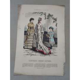 Biedermeier 1881 [móda, oblečení, ženy, děti] - kolorovaná litografie cca 1850, grafika, nesignováno