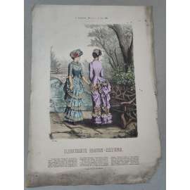 Biedermeier 1882 [móda, oblečení, ženy] - kolorovaná litografie cca 1850, grafika, nesignováno