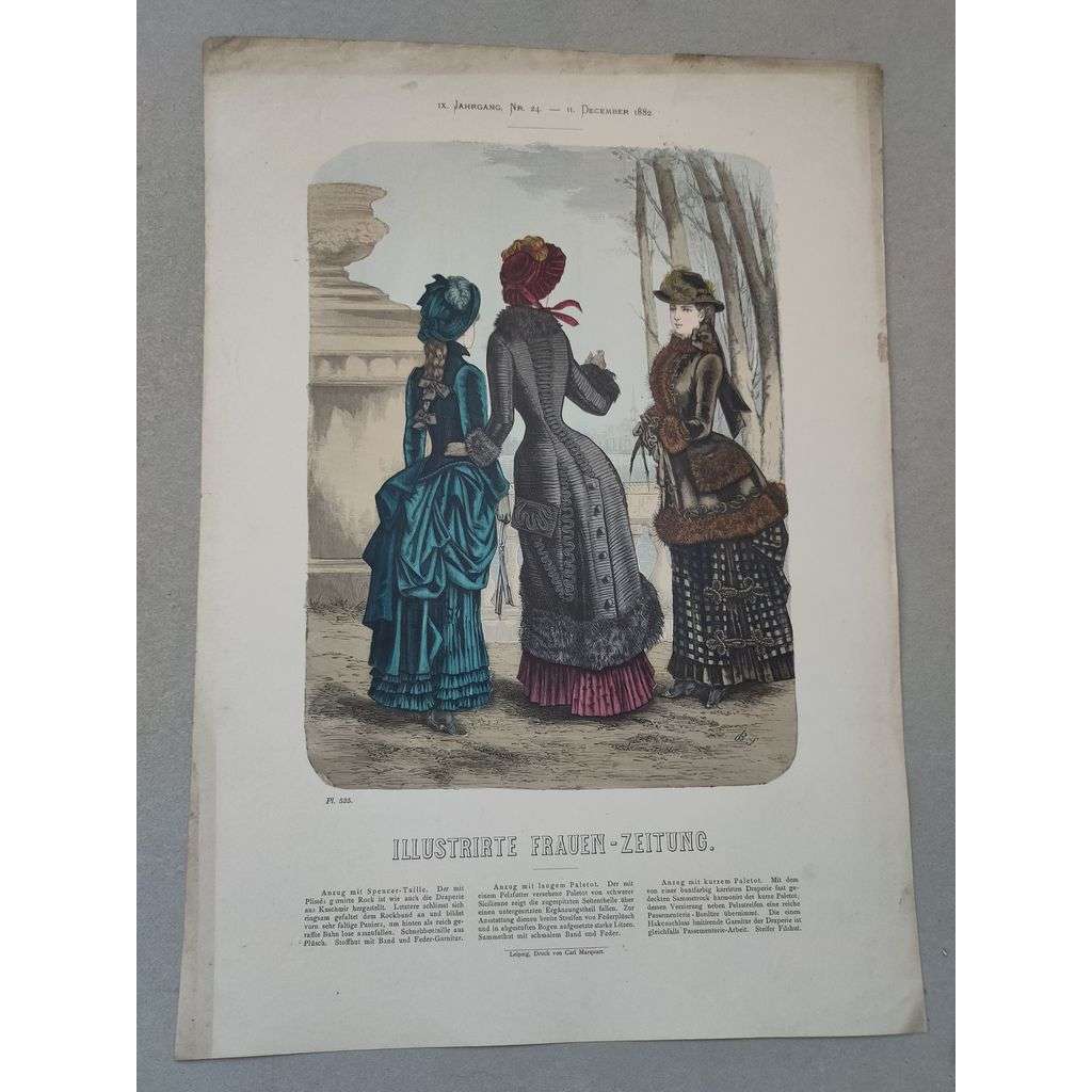 Biedermeier 1882 [móda, oblečení, ženy] - kolorovaná litografie cca 1850, grafika, nesignováno