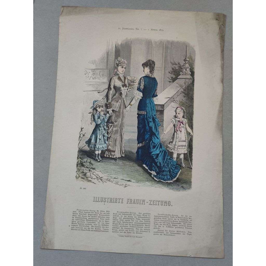 Biedermeier 1879 [móda, oblečení, ženy] - kolorovaná litografie cca 1850, grafika, nesignováno