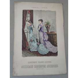 Biedermeier 1880 [móda, oblečení, ženy] - kolorovaná litografie cca 1850, grafika, nesignováno