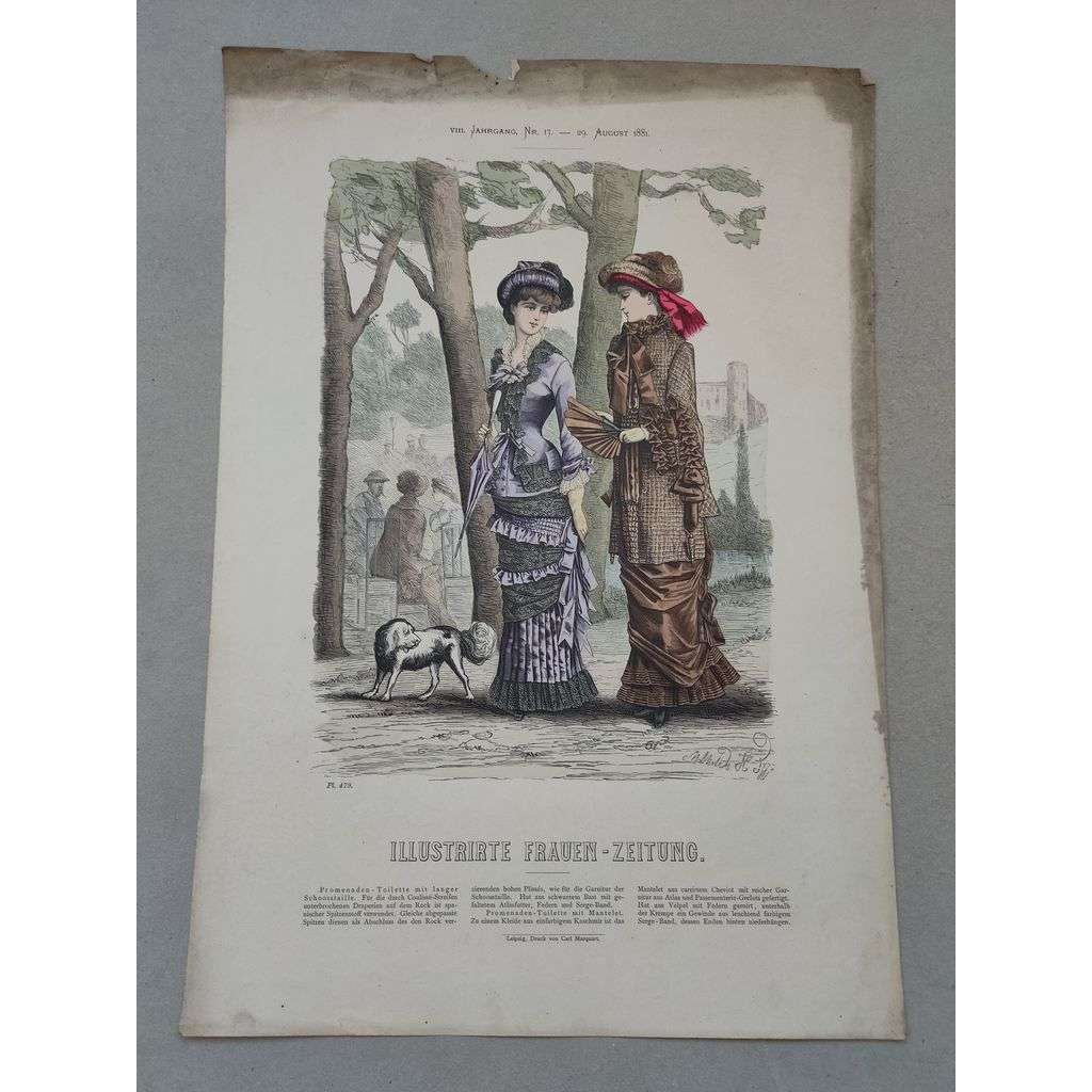 Biedermeier 1881 [móda, oblečení, ženy] - kolorovaná litografie cca 1850, grafika, nesignováno