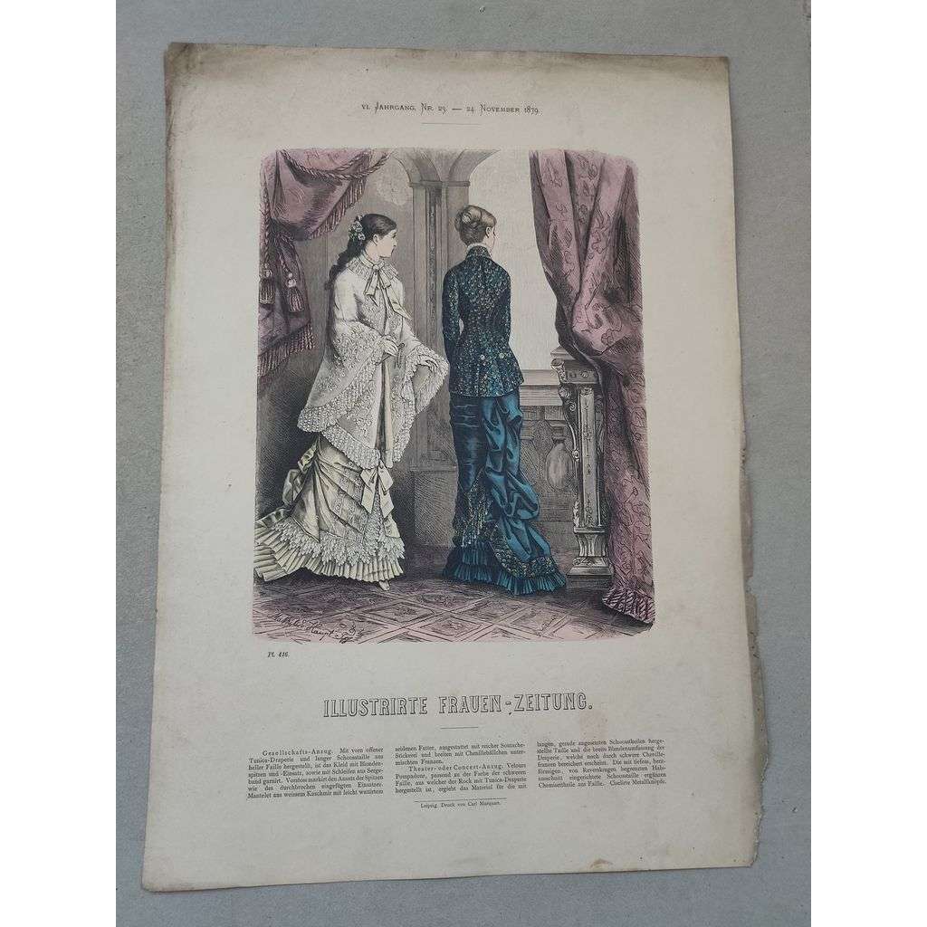 Biedermeier 1882 [móda, oblečení, ženy] - kolorovaná litografie cca 1850, grafika, nesignováno