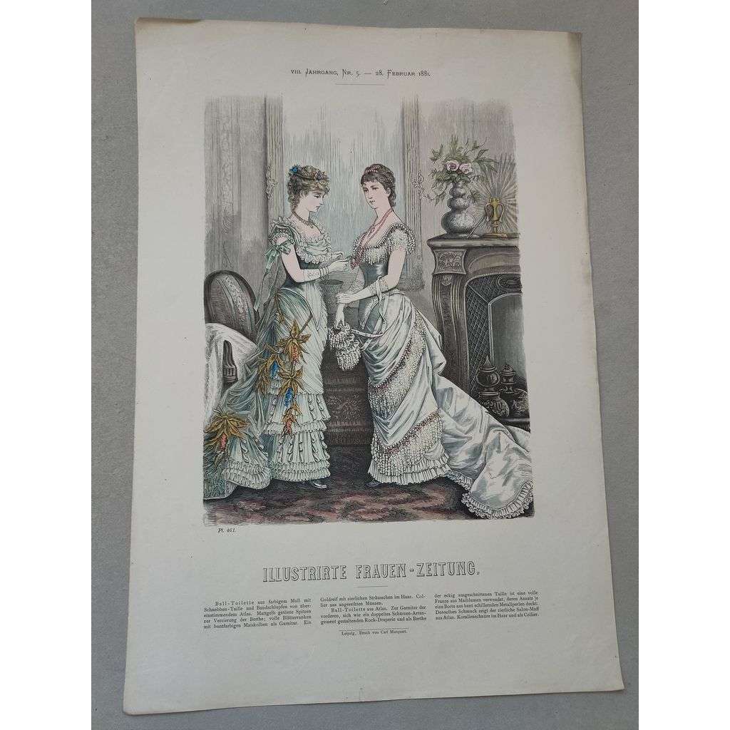 Biedermeier 1881 [móda, oblečení, ženy] - kolorovaná litografie cca 1850, grafika, nesignováno