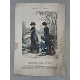 Biedermeier 1882 [móda, oblečení, ženy] - kolorovaná litografie cca 1850, grafika, nesignováno
