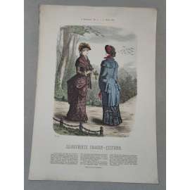Biedermeier 1882 [móda, oblečení, ženy] - kolorovaná litografie cca 1850, grafika, nesignováno