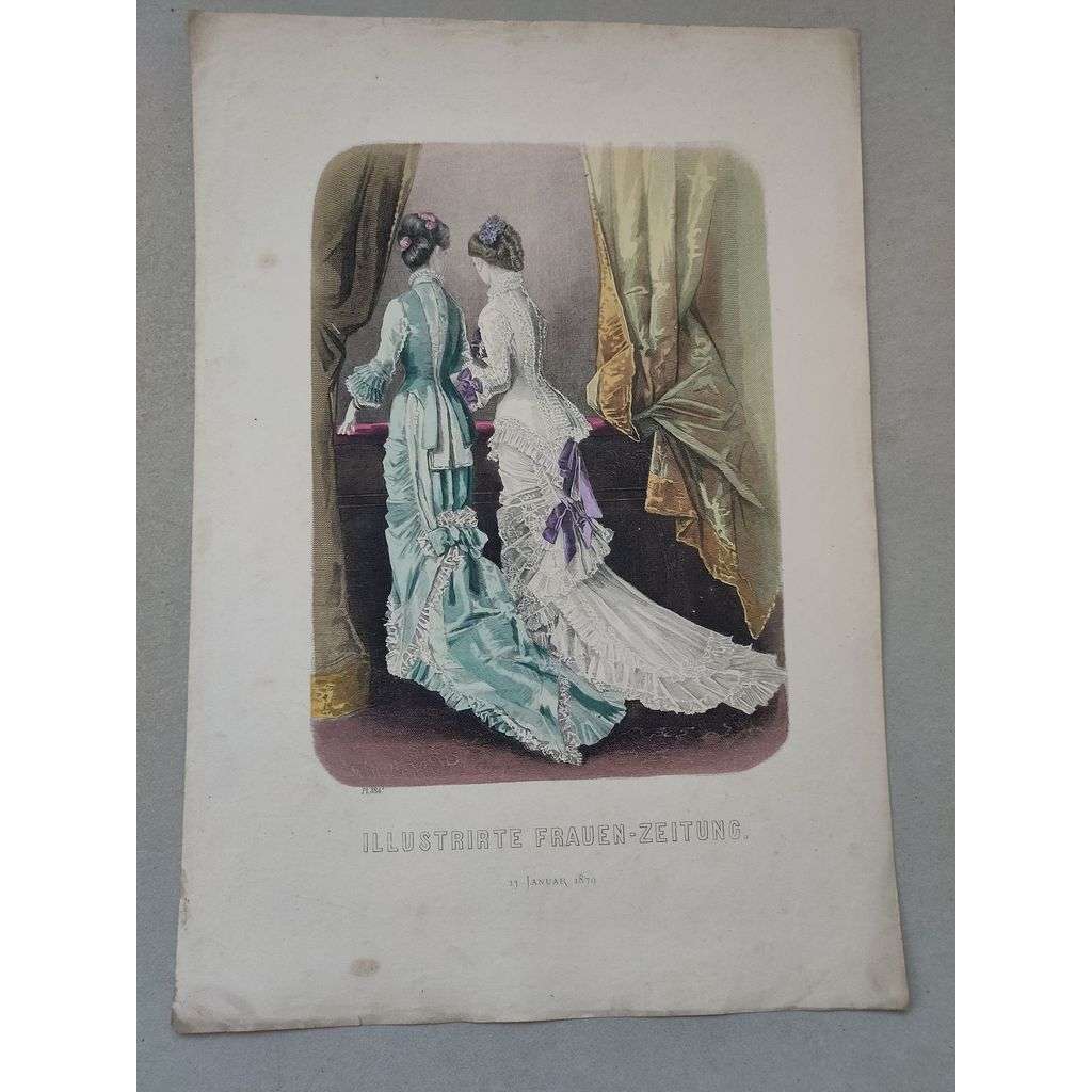 Biedermeier 1879 [móda, oblečení, ženy] - kolorovaná litografie cca 1850, grafika, nesignováno