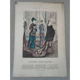 Biedermeier 1880 [móda, oblečení, ženy] - kolorovaná litografie cca 1850, grafika, nesignováno