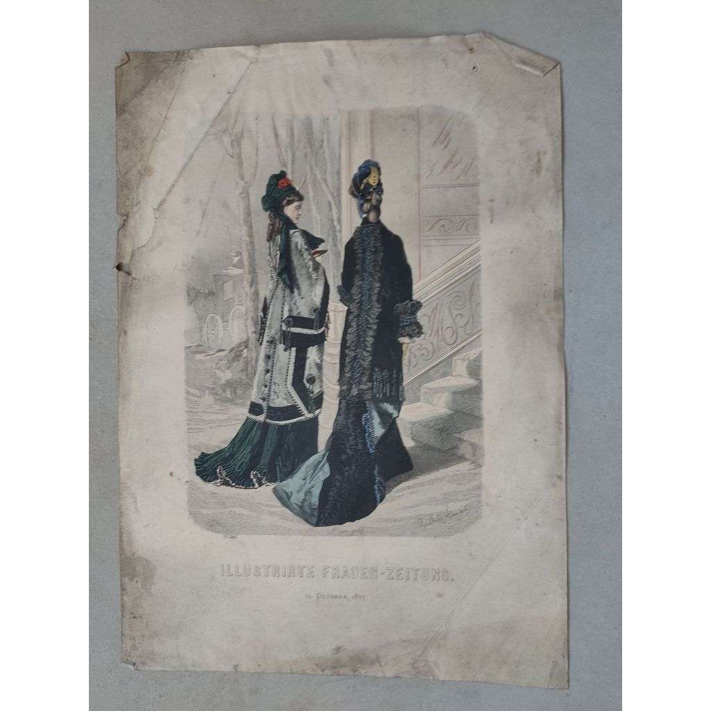 Biedermeier 1877 [móda, oblečení, ženy] - kolorovaná litografie cca 1850, grafika, nesignováno