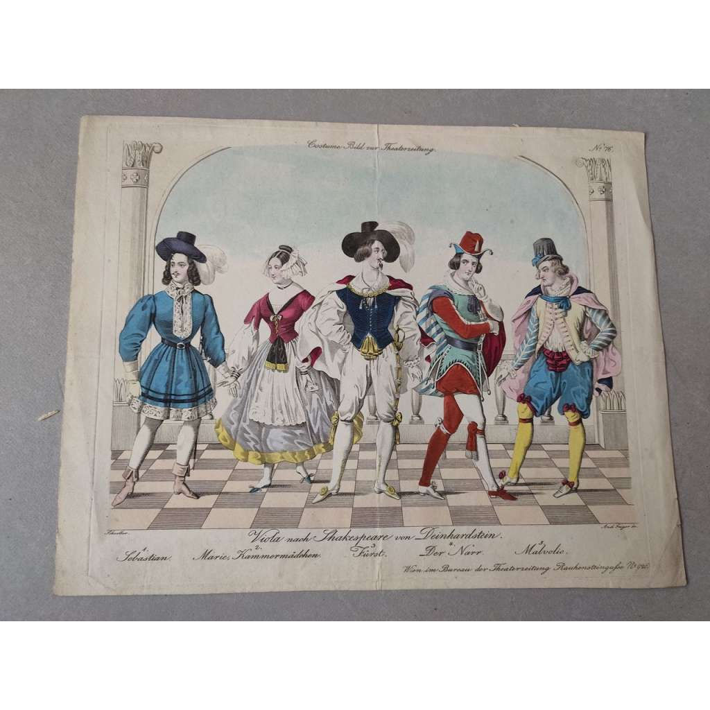 Johann Christian Schoeller (1782 - 1851) - Divadelní kostýmy, divadlo - litografie cca 1837, grafika, nesignováno