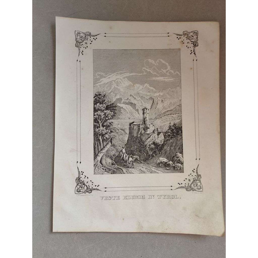 Klumm, Tyrol, Rakousko - oceloryt cca 1845, grafika, nesignováno