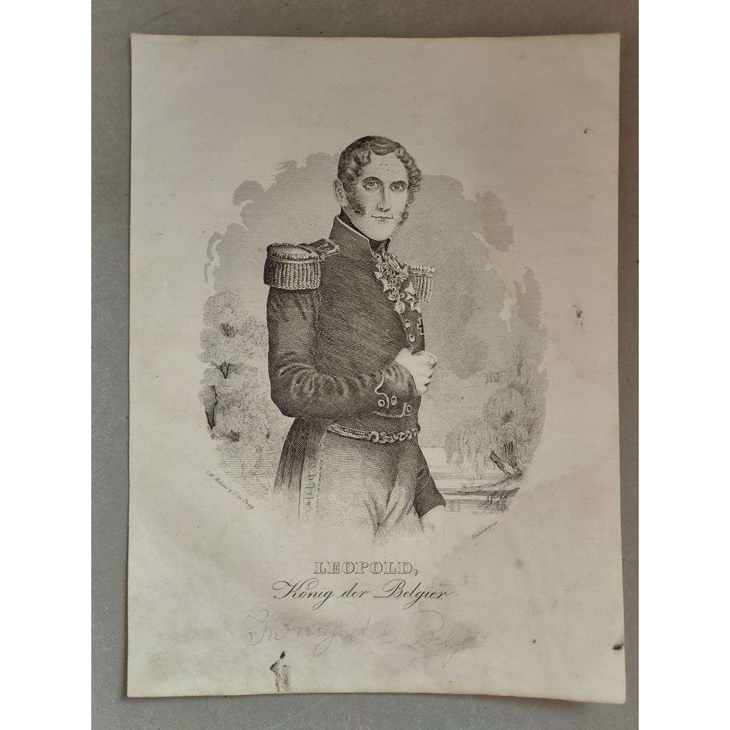 Leopold. König der Belgier - oceloryt cca 1845, grafika, nesignováno