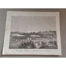 Železniční most u Aacheu, Německo -xylografie cca 1860, grafika, nesignováno