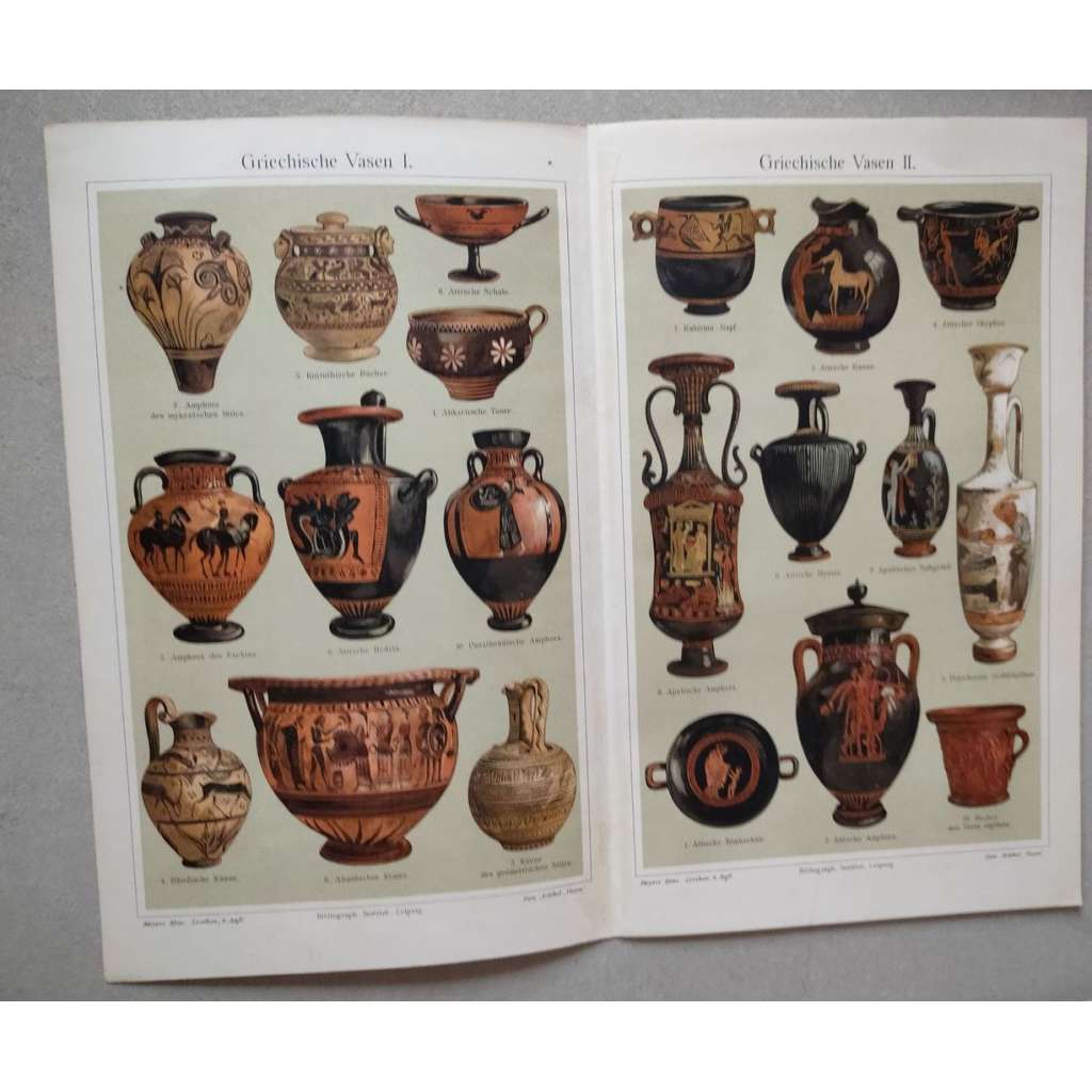 Řecké vázy, váza, Řecko, umění - chromolitografie cca 1880, grafika, nesignováno