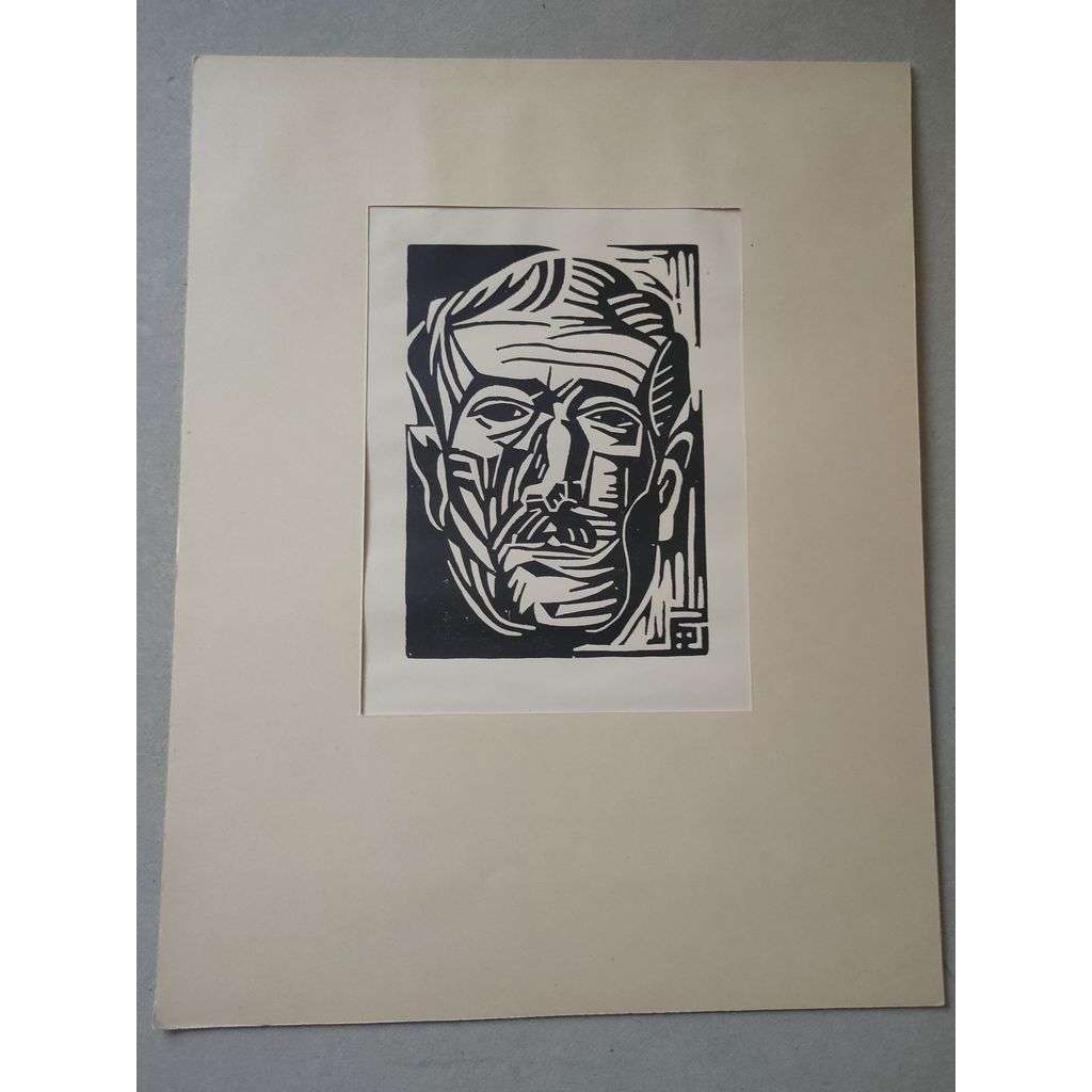 Pierre Antoine Gallien (1896 - 1963 - Podobizna malíře Kupky (Kupka) - dřevoryt 1922, grafika, nesignováno
