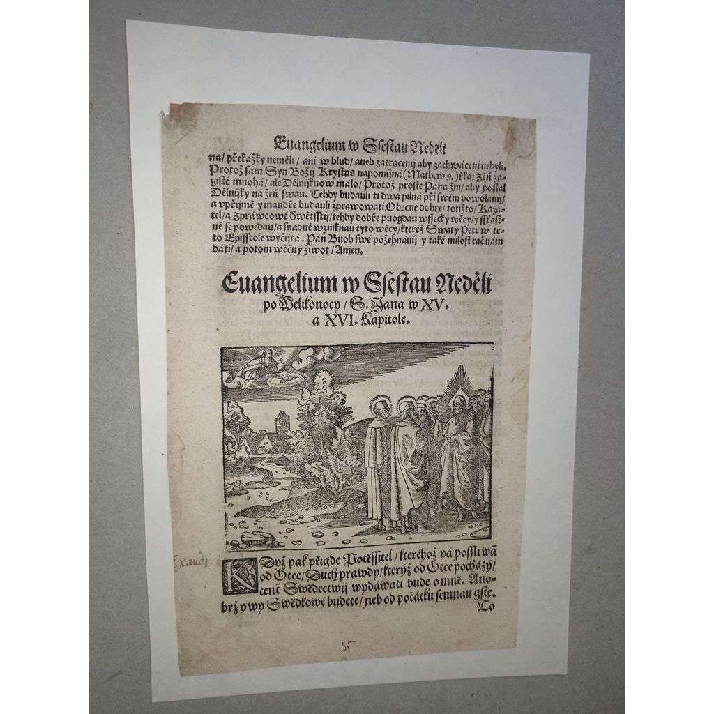 Písmo - Evangelium Sv. Jana - dřevořez 18 století, grafika, nesignováno